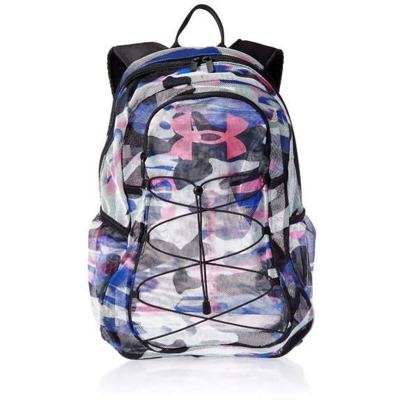Under Armour 1372288  Hustle Mesh Backpack Unisex White / Blue / Pink - Picture 1 of 2
